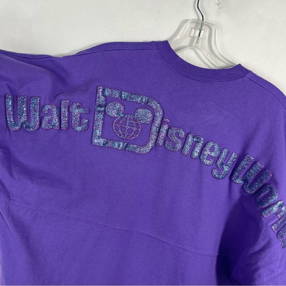 Disney Parks x Spirit Jersey Potion Purple Oversized Glitter Spellout Shirt NWT - Picture 2 of 6